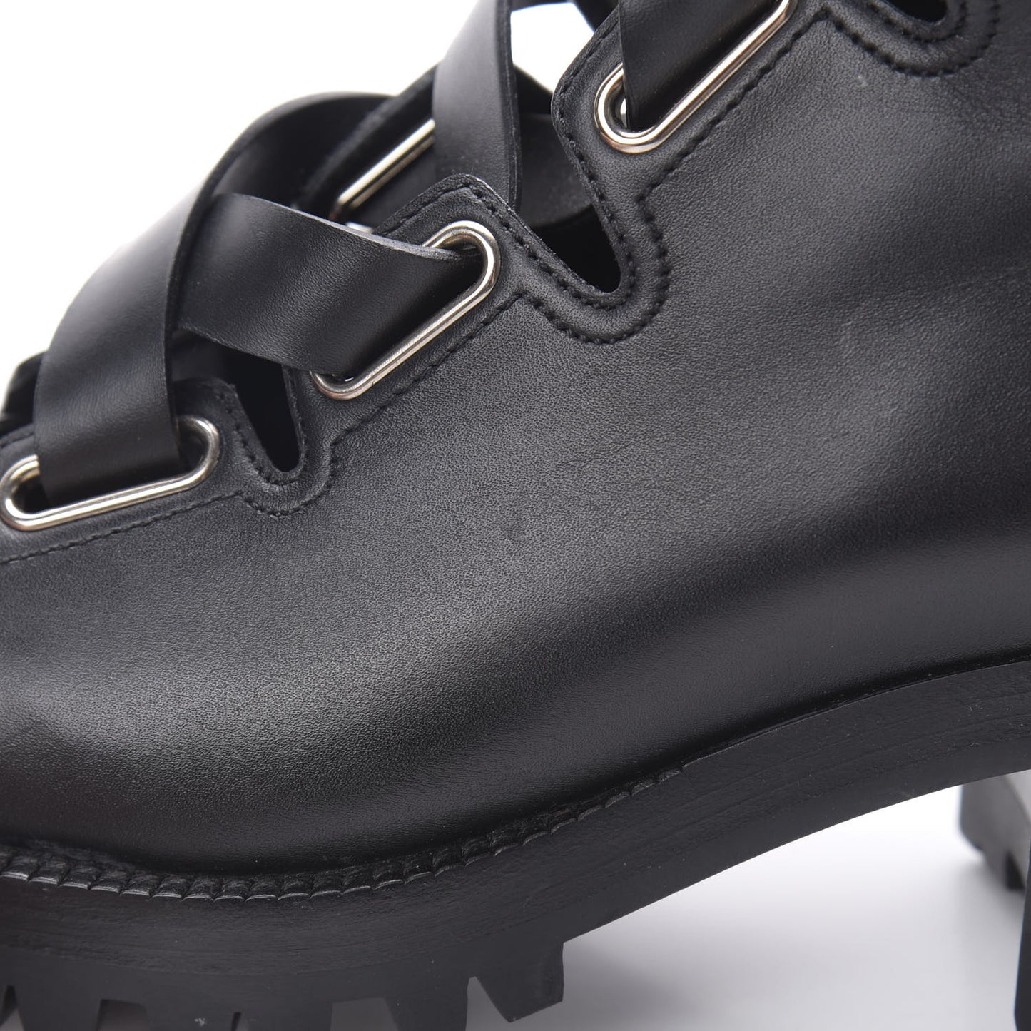 Calfskin Plum Lace Up Combat Boots 36 Black