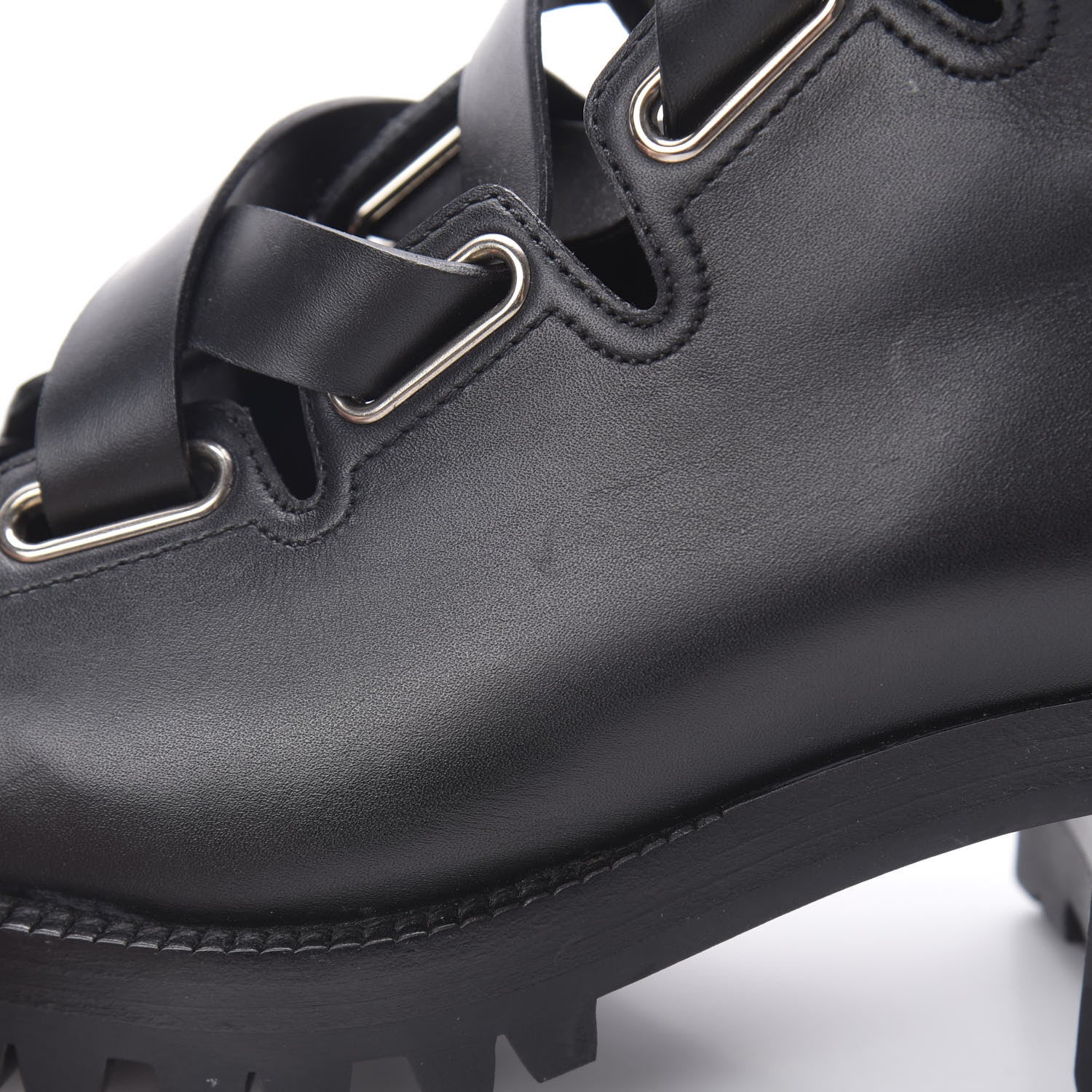 Valentino Garavani Calfskin Plum Lace Up Combat Boots 36 Black 9 of 11