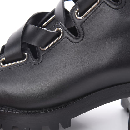 Valentino Garavani Calfskin Plum Lace Up Combat Boots 36 Black 9 of 11