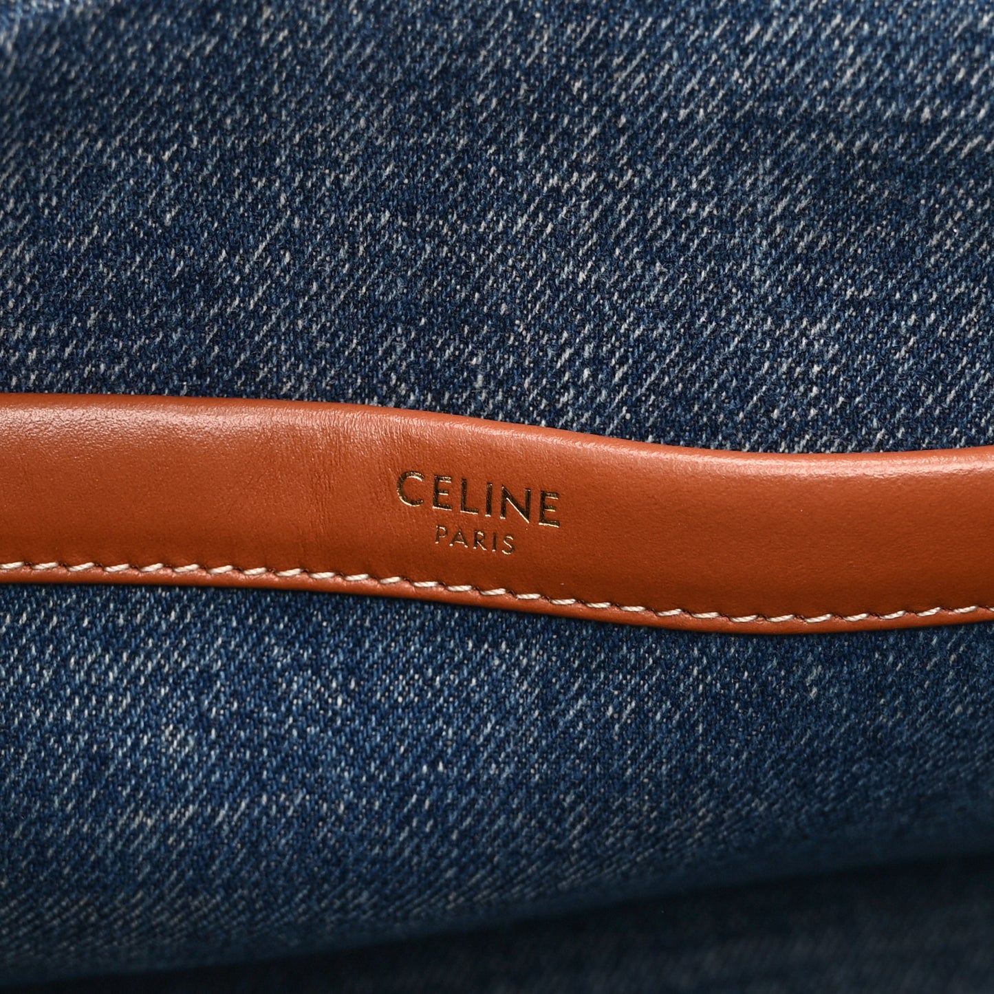 Denim Calfskin Triomphe Print Cabas Blue Tan