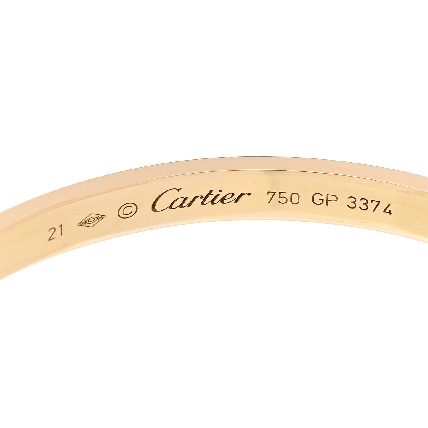 18K Yellow Gold LOVE Cuff Bracelet 21