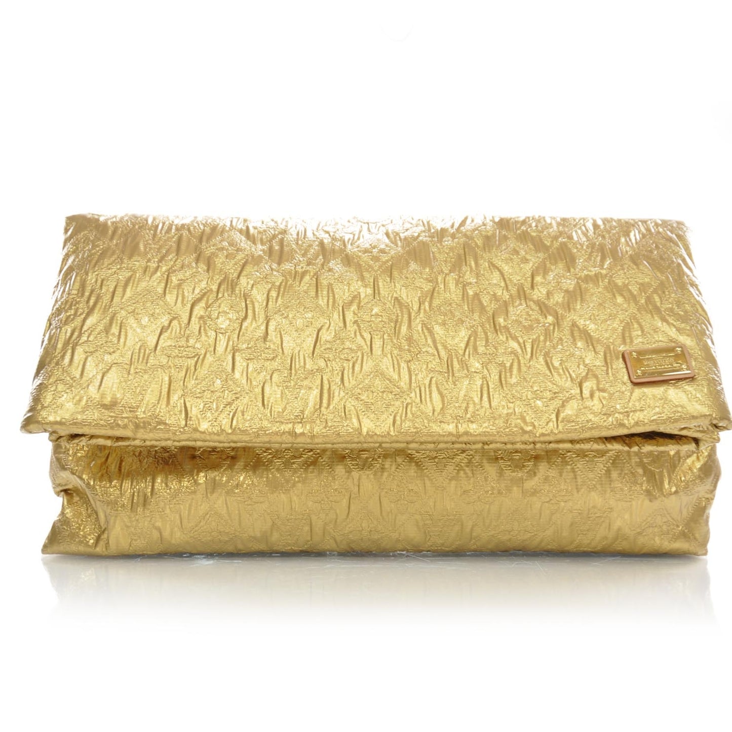 Jacquard Quilted Monogram Limelight Clutch GM Gold