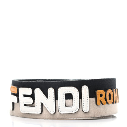 Fendi X FILA Canvas Calfskin Mania Strap You Beige Black 2 of 4