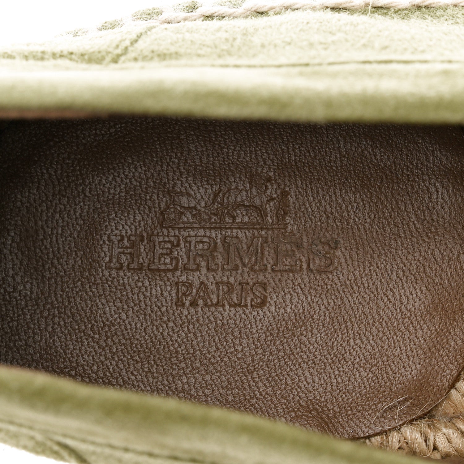 Hermes Suede Calfskin Womens Trip Espadrilles 36 Vert Sauge 6 of 9