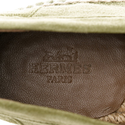Hermes Suede Calfskin Womens Trip Espadrilles 36 Vert Sauge 6 of 9