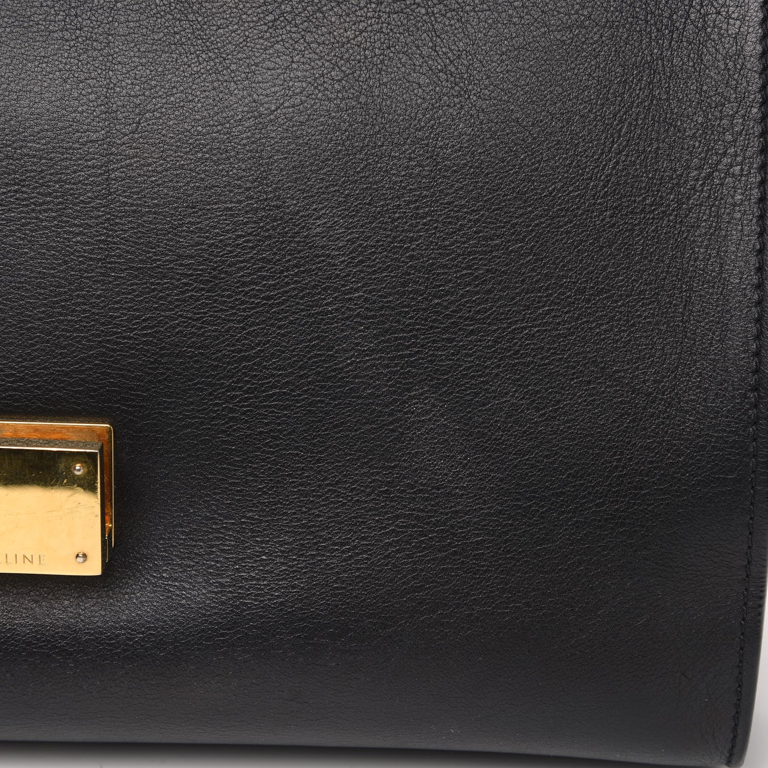 Celine Crocodile Embossed Calfskin Suede Medium Trapeze Black 14 of 15