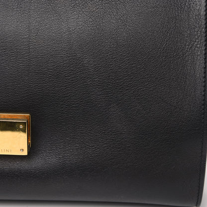 Celine Crocodile Embossed Calfskin Suede Medium Trapeze Black 14 of 15