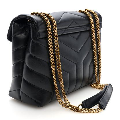 Saint Laurent Calfskin Y Quilted Monogram Small Loulou Chain Satchel Black 3 of 9
