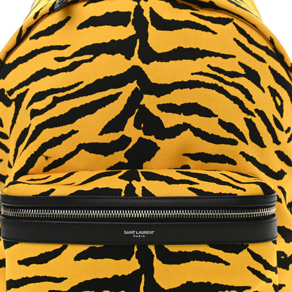 Saint Laurent Canvas Zebra Print City Backpack Yellow Black 9 of 11