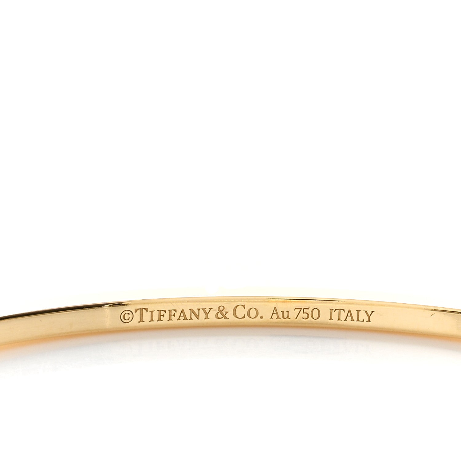 Tiffany 18K Yellow Gold Diamond T Hinged Wire Bangle Bracelet 3 of 3