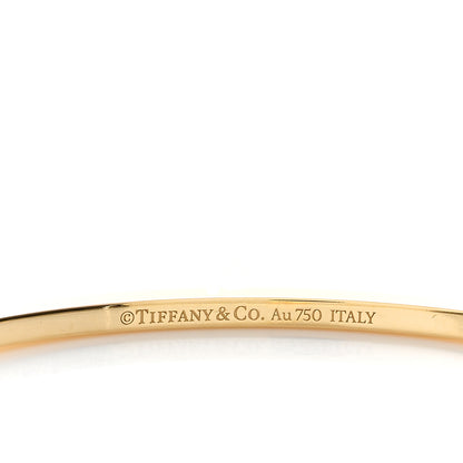Tiffany 18K Yellow Gold Diamond T Hinged Wire Bangle Bracelet 3 of 3