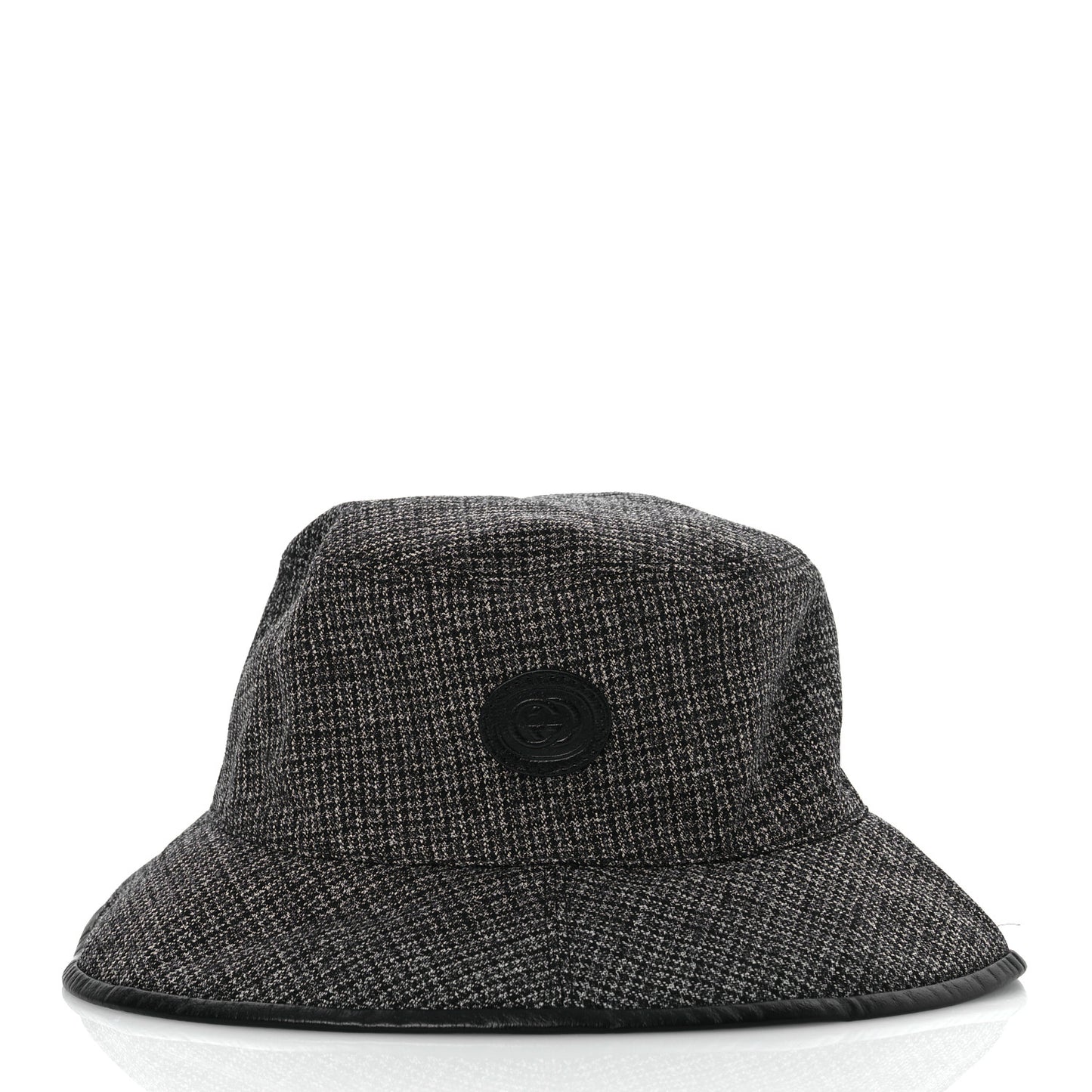 Wool Nylon GG Monogram Reversible Bucket Hat L Black Grey