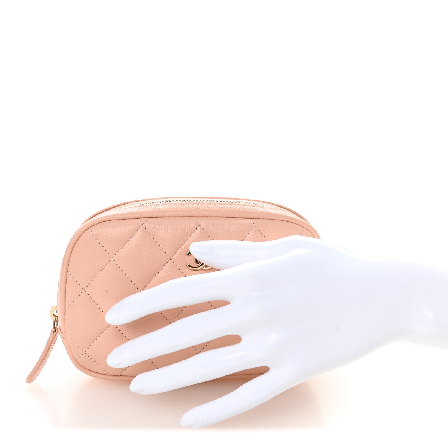 Chanel Caviar Quilted Small Curvy Pouch Cosmetic Case Light Pink 2 of 10