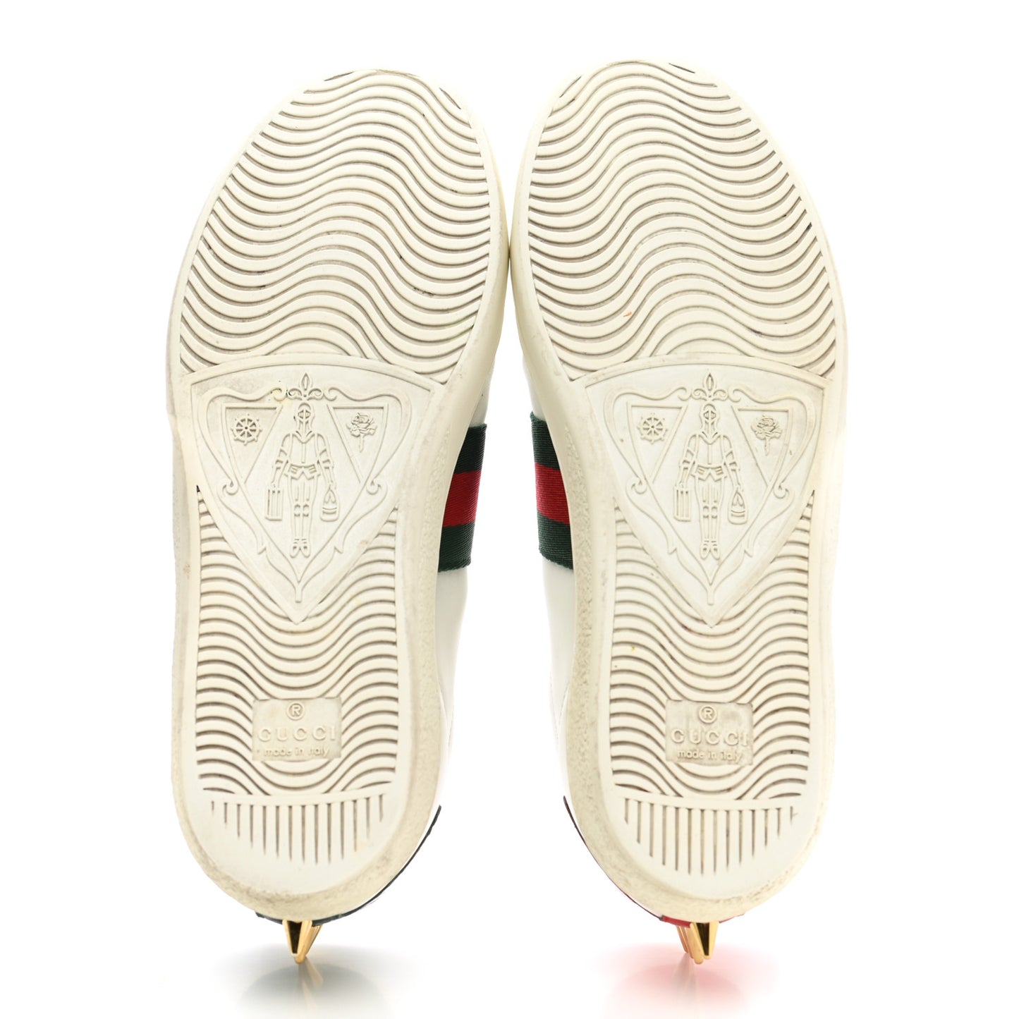 Calfskin Web Pearl Studded Womens Ace Sneakers 35.5 White