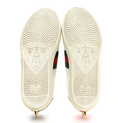 Gucci Calfskin Web Pearl Studded Womens Ace Sneakers 35.5 White 5 of 13