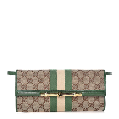 Gucci Monogram Bamboo Web Clutch Green 1 of 7
