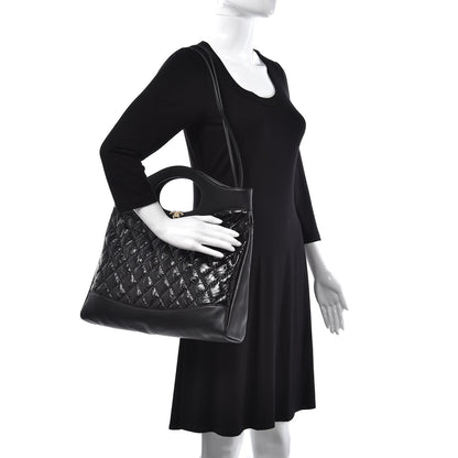 Chanel Crumpled Calfskin Quilted 31 Large Shopping Bag Black 2 of 8