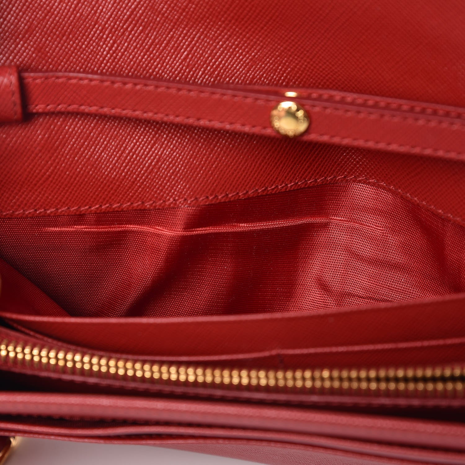 Prada Saffiano Metal Oro Chain Wallet Fuoco 8 of 14