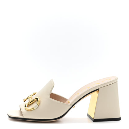 Gucci Nappa Horsebit 75mm Slide Sandals 37 Mystic White 1 of 12