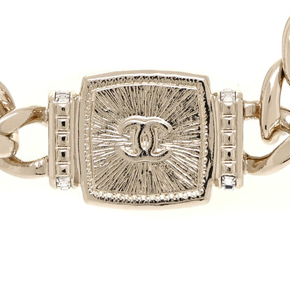 Chanel Metal Glass Pearl Strass CC Pendant Necklace Black Gold 4 of 6