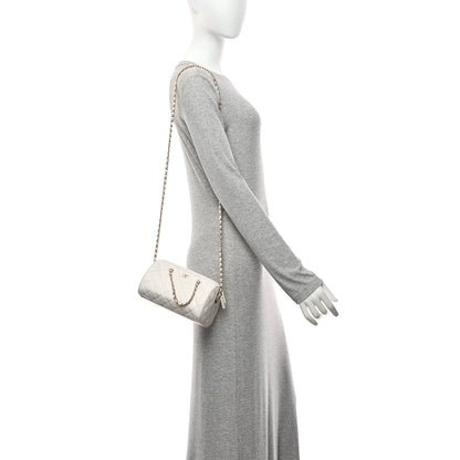 Chanel Caviar Quilted Barrel Clutch With Chain White 2 of 10