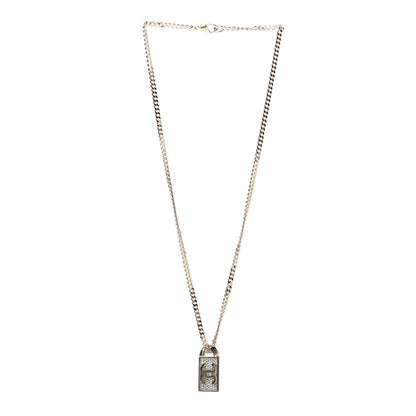 Chanel Crystal Dog Tag Charm Necklace Gold 2 of 4