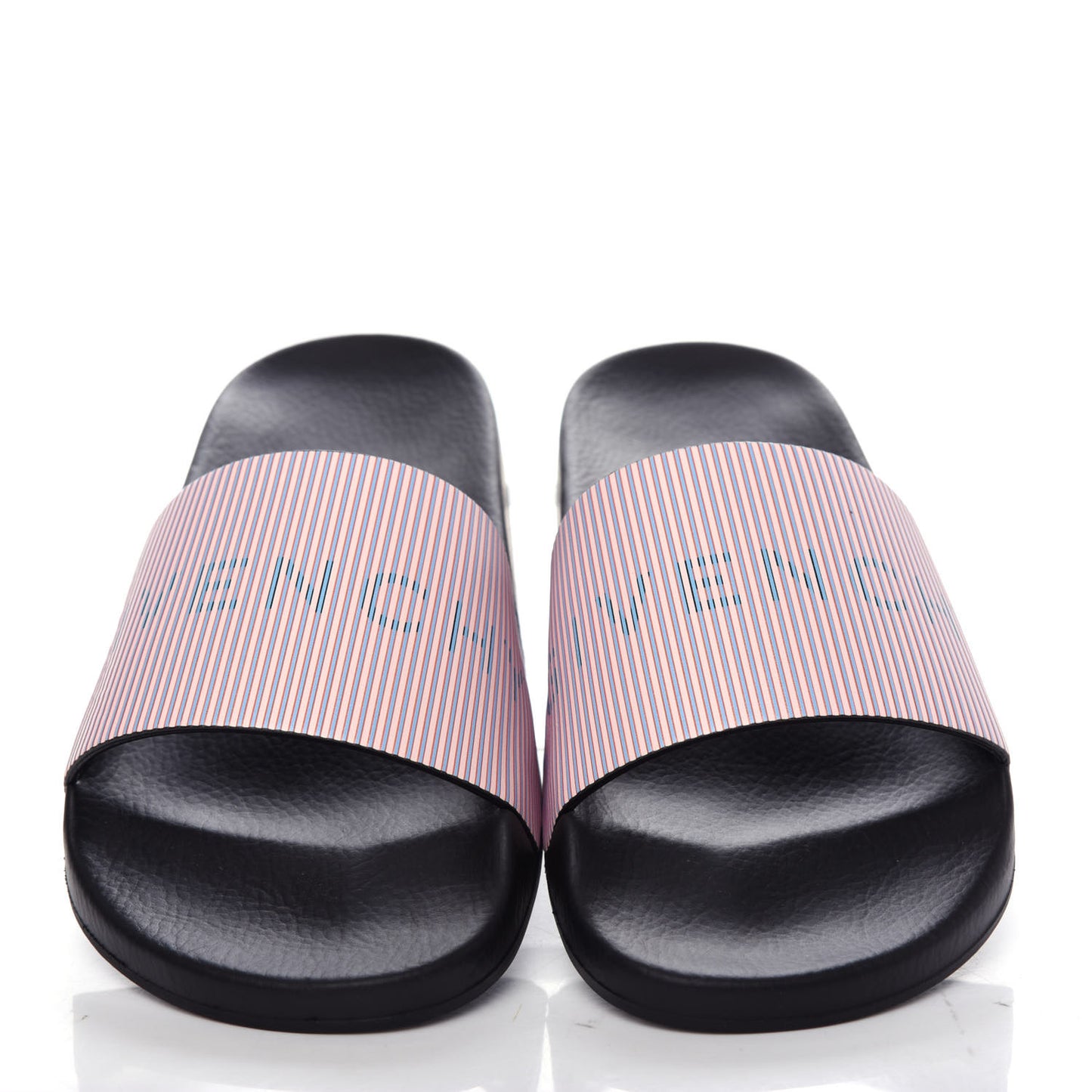 Metallic Calfskin Logo Womens Pool Slide Sandals 37 Light Pink