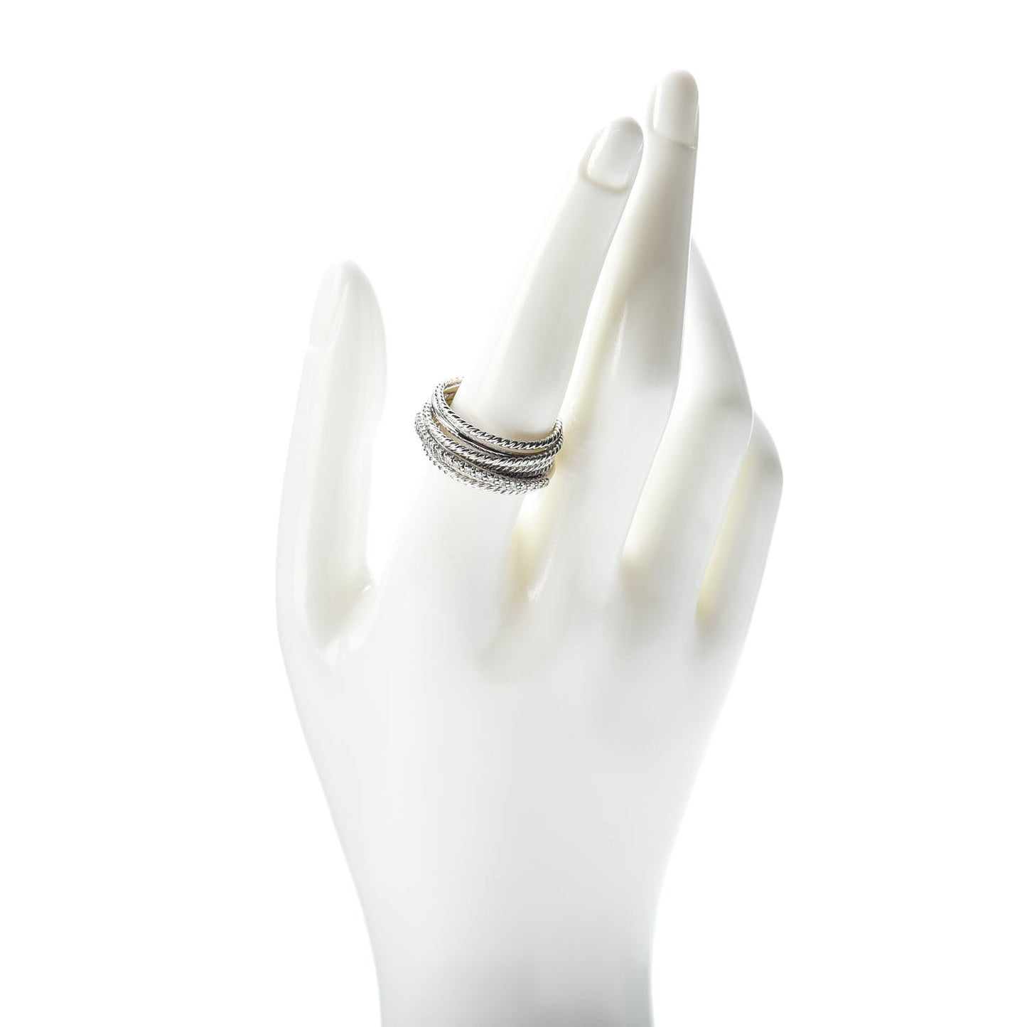 Sterling Silver Diamond 11mm Wide Crossover Cable Ring 60 9