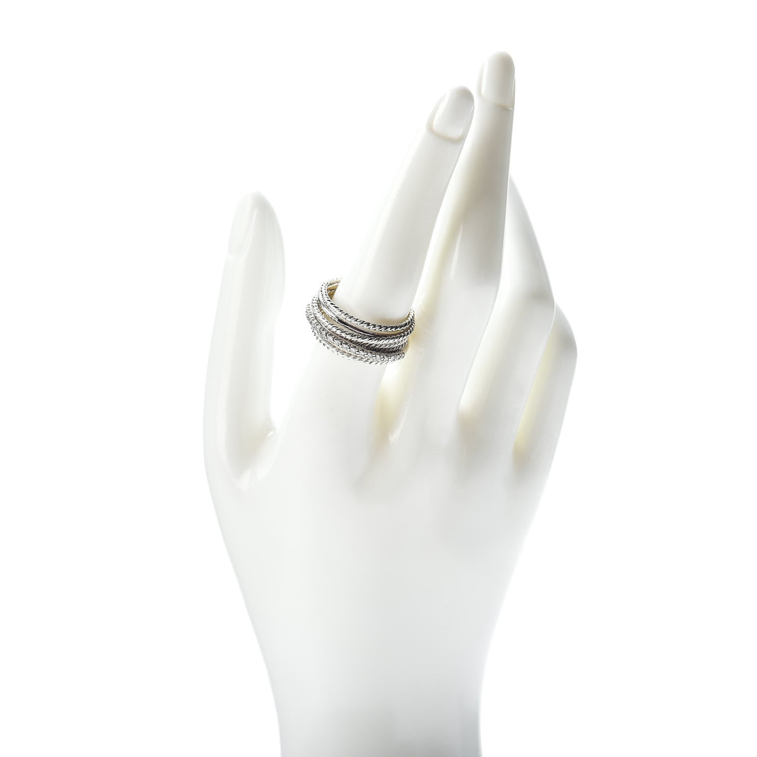 David Yurman Sterling Silver Diamond 11mm Wide Crossover Cable Ring 60 9 2 of 5