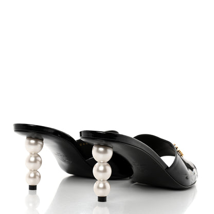 Chanel Patent Lambskin Pearl Mules 40 Black 4 of 9