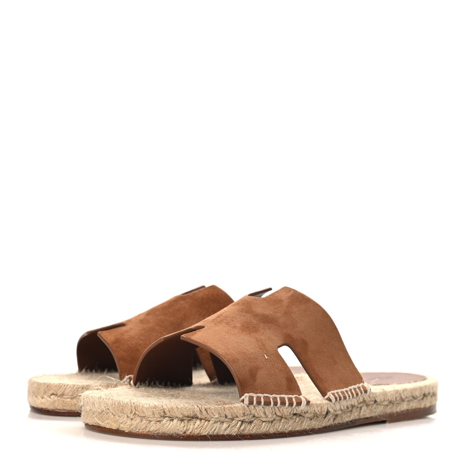 Hermes Suede Goatskin Mens Hon Antigua Espadrille Sandals 43 Brun