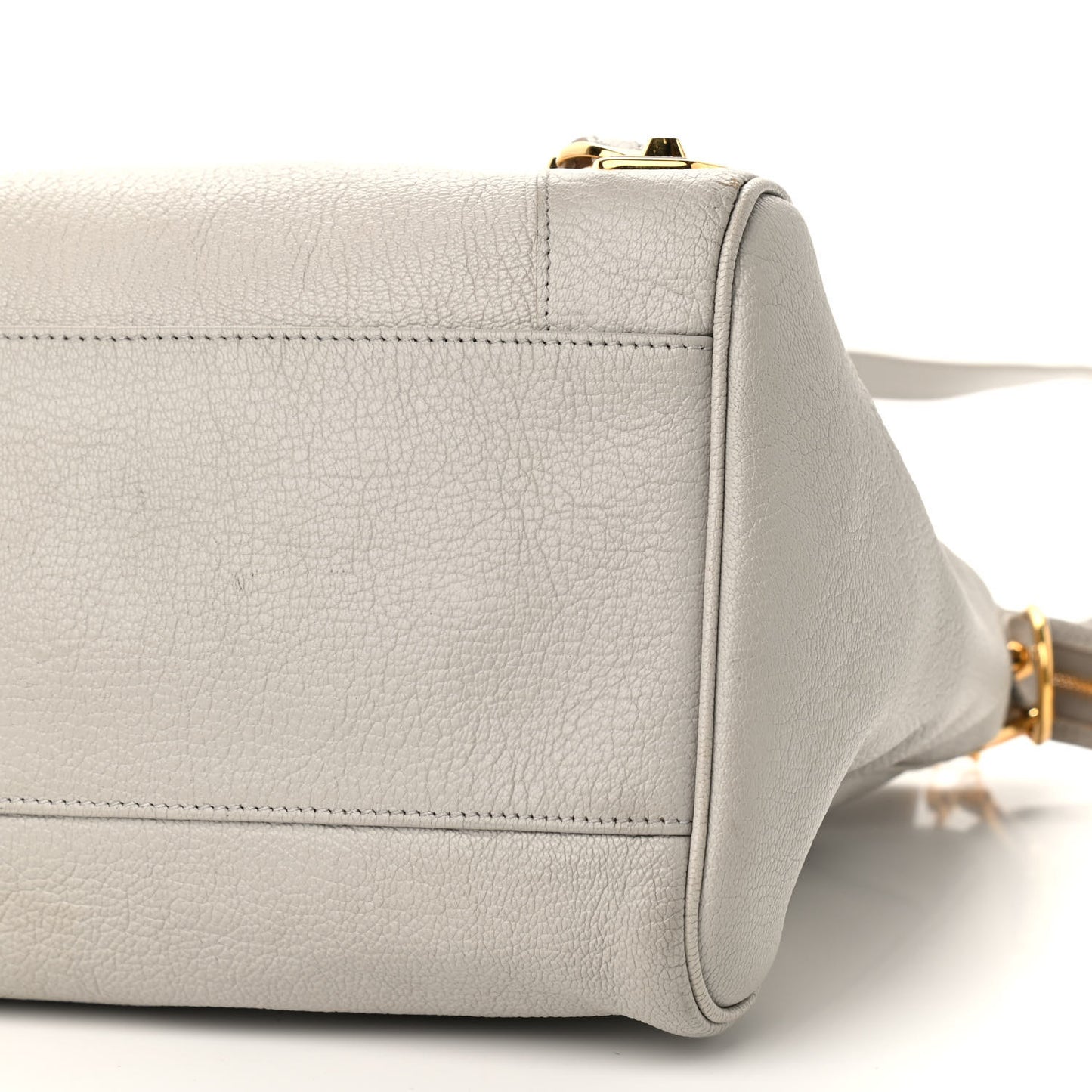 Chevre Gold Metallic Edge Hardware City Gris Clair Gris Perle