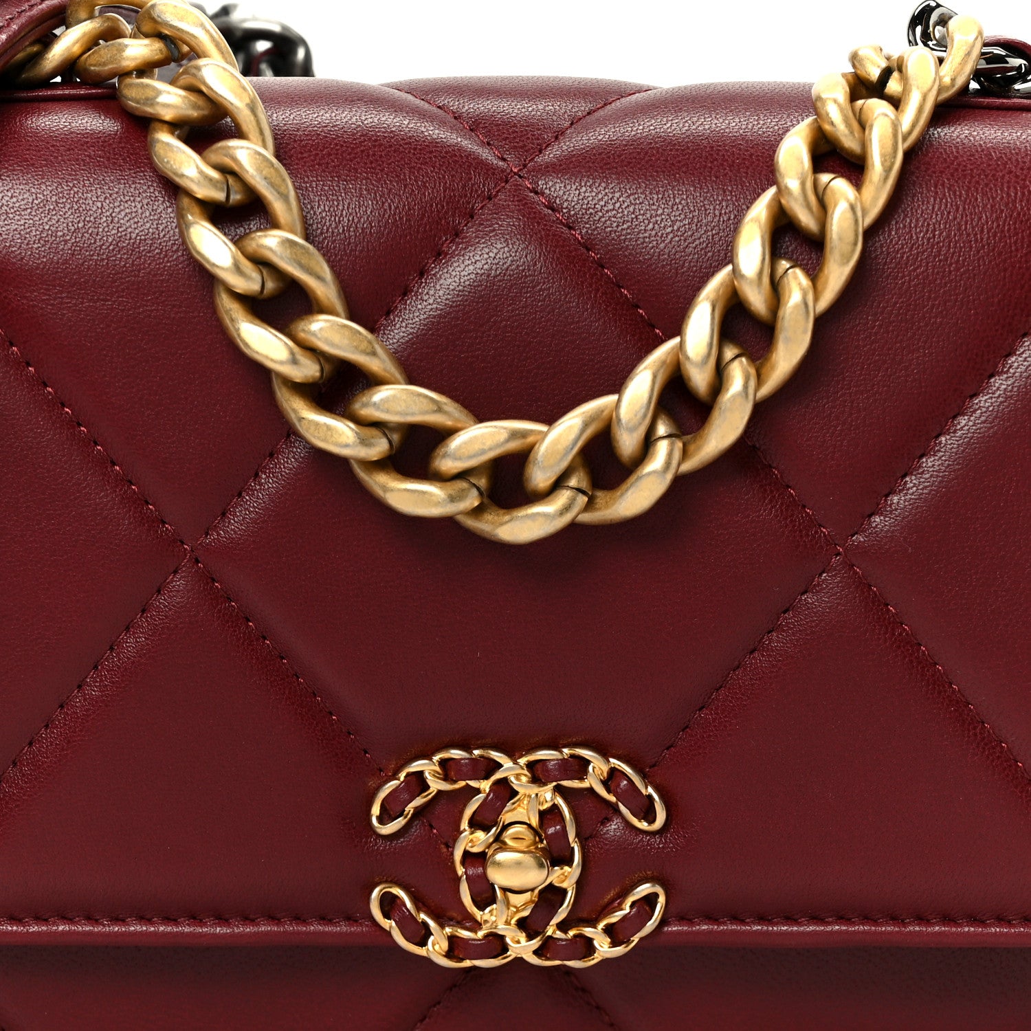 Chanel Lambskin Quilted Chanel 19 Wallet On Chain WOC Burgundy 9 of 11