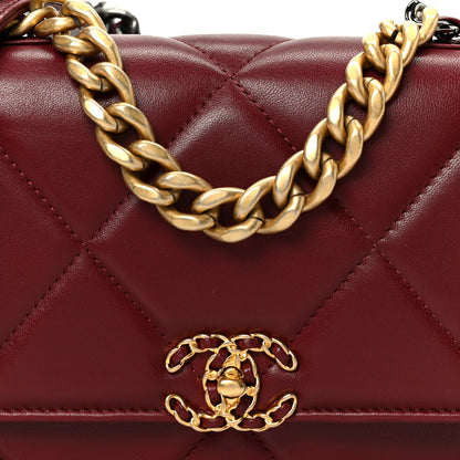 Chanel Lambskin Quilted Chanel 19 Wallet On Chain WOC Burgundy 9 of 11