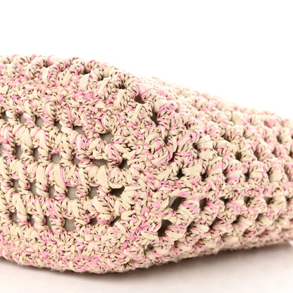 Chanel Mixed Fibers Calfskin Crochet Small Shopping Bag Beige Pink 10 of 10