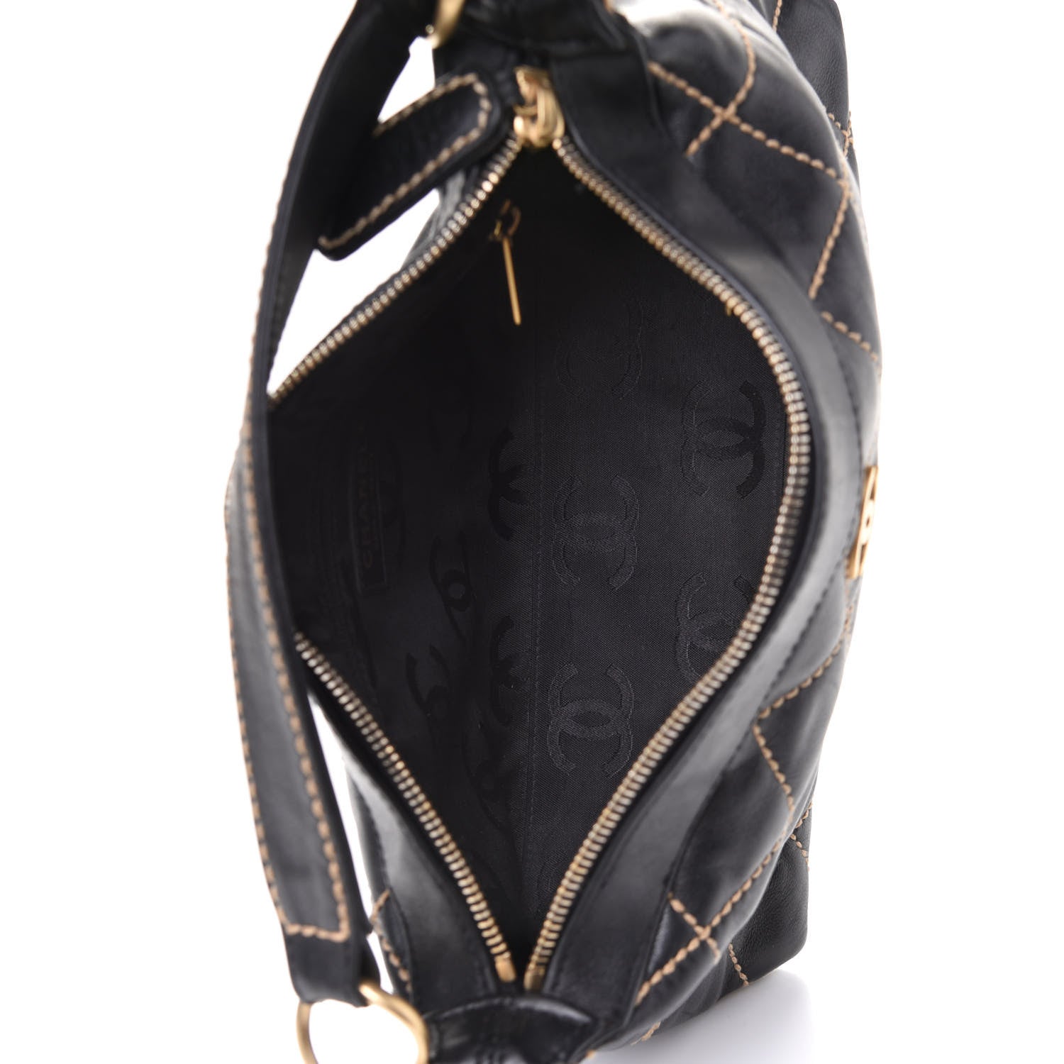 Chanel Calfskin Wild Stitch Hobo Black 4 of 5