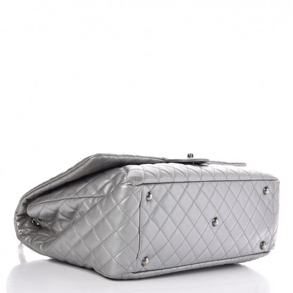 Chanel Metallic Calfskin Quilted XXL Travel Flap Bag Silver 4 of 7