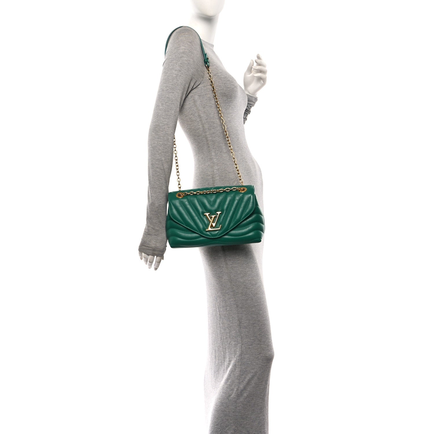 Louis Vuitton Calfskin New Wave Chain Bag MM NM Emerald 2 of 9