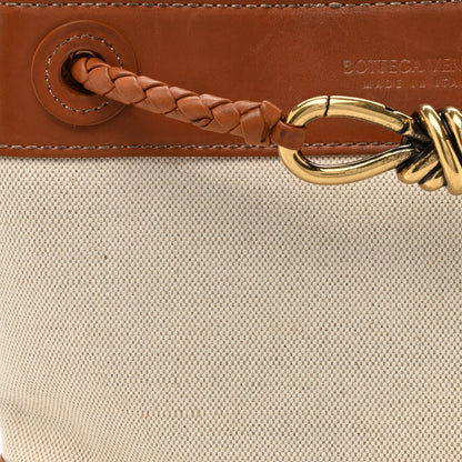 Bottega Veneta Washed Canvas Calfskin Small Andiamo Shoulder Bag Natural Light Wood 8 of 17