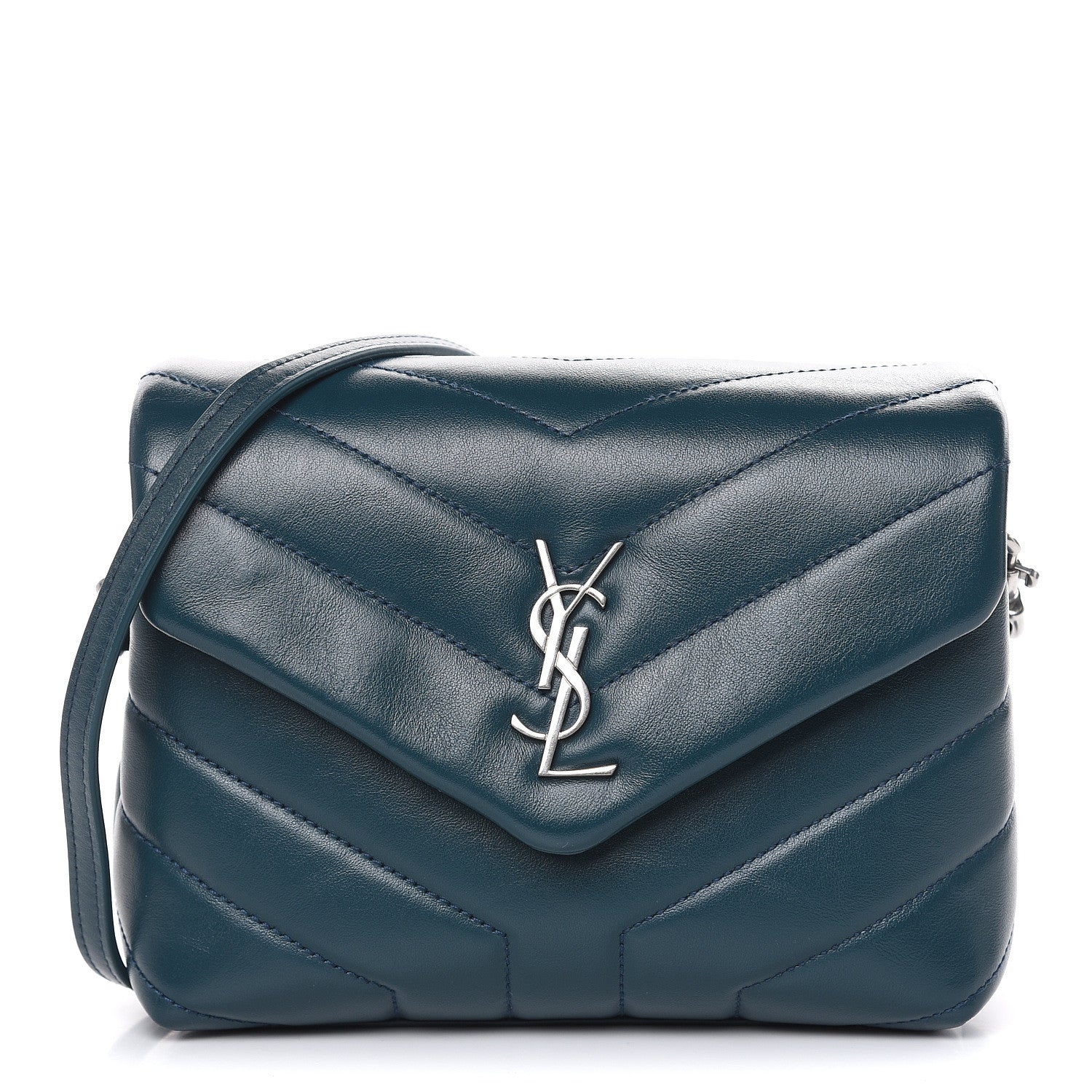 Saint Laurent Calfskin Y Quilted Monogram Toy Loulou Satchel Dark Turquoise 1 of 9