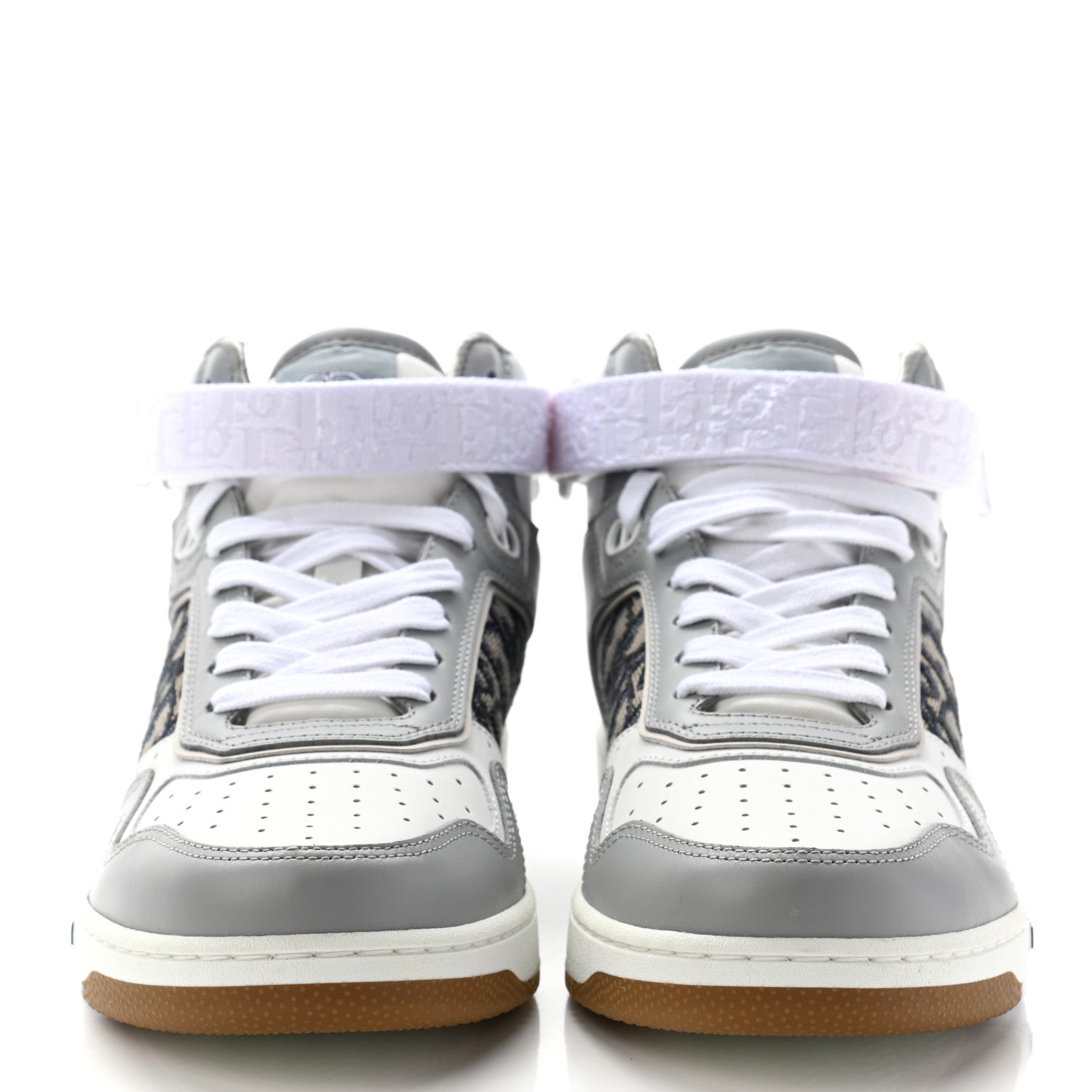 Christian Dior Smooth Calfskin Jacquard Oblique Mens B27 Mid Top Sneakers 40 Beige Blue 2 of 11