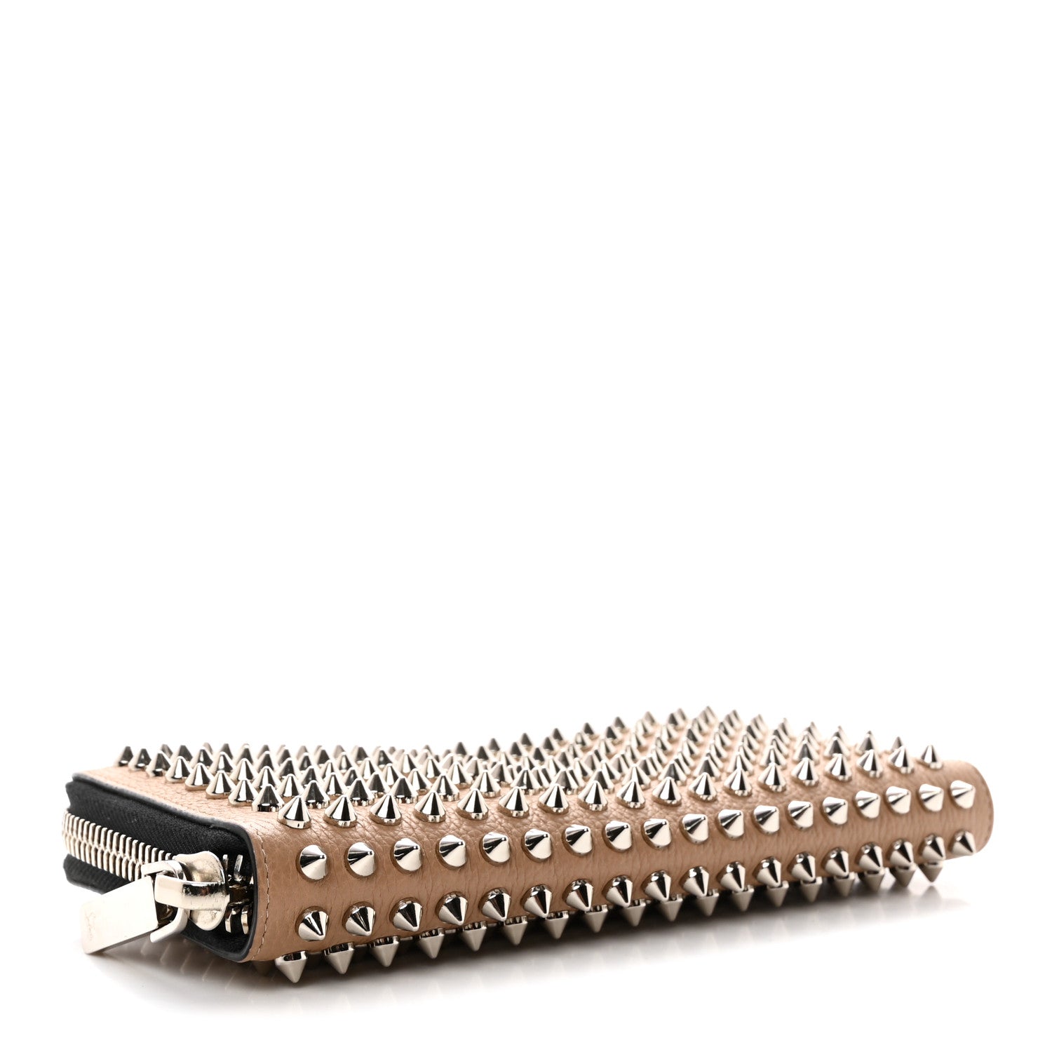 Christian Louboutin Calfskin Panettone Spiked Zip Around Wallet Dune 4 of 9