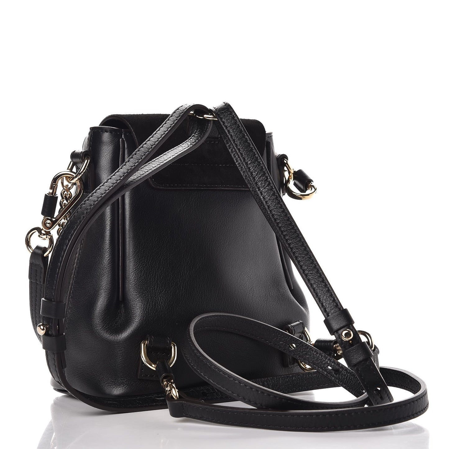 Suede Calfskin Mini Faye Backpack Black