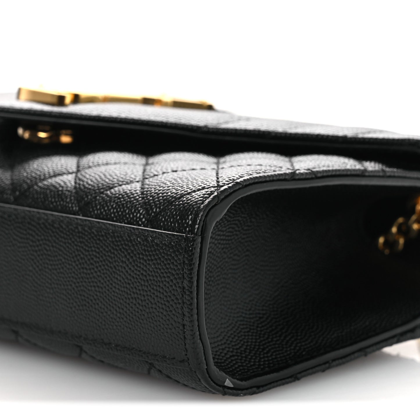 Grain De Poudre Textured Mixed Matelasse Triquilt Small Monogram Satchel Black