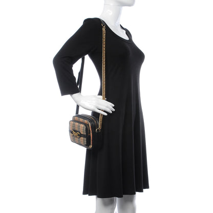 Burberry 1983 Knight Check Smooth Calfskin Link Camera Bag Black 2 of 7