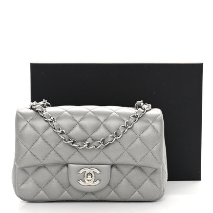 Chanel Metallic Lambskin Quilted Mini Rectangular Flap Silver 12 of 12