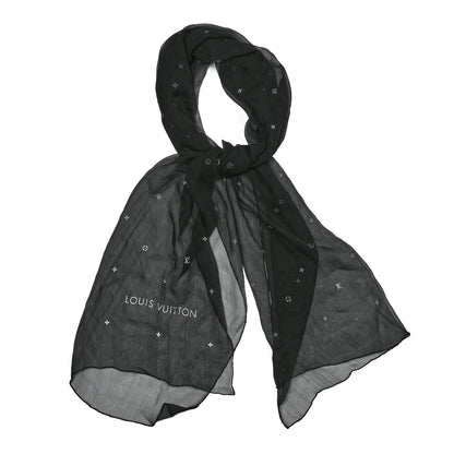 Louis Vuitton Silk Sheer Monogram Scarf Black 1 of 5