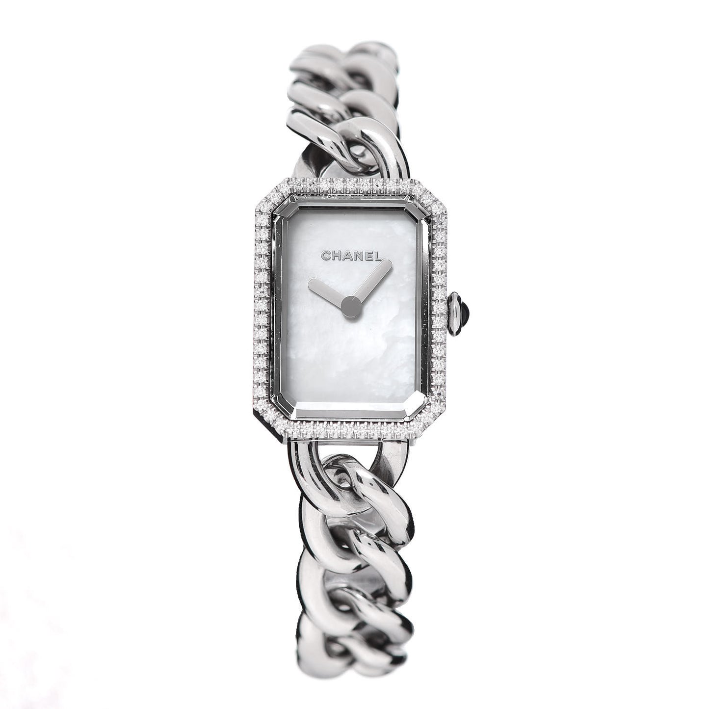 Stainless Steel Diamond Bezel Mother of Pearl 16mm Chain Premiere Quartz Watch