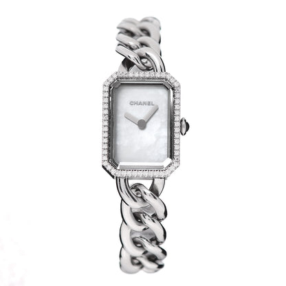 Chanel Stainless Steel Diamond Bezel Mother of Pearl 16mm Chain Premiere Quartz Watch 1 of 6