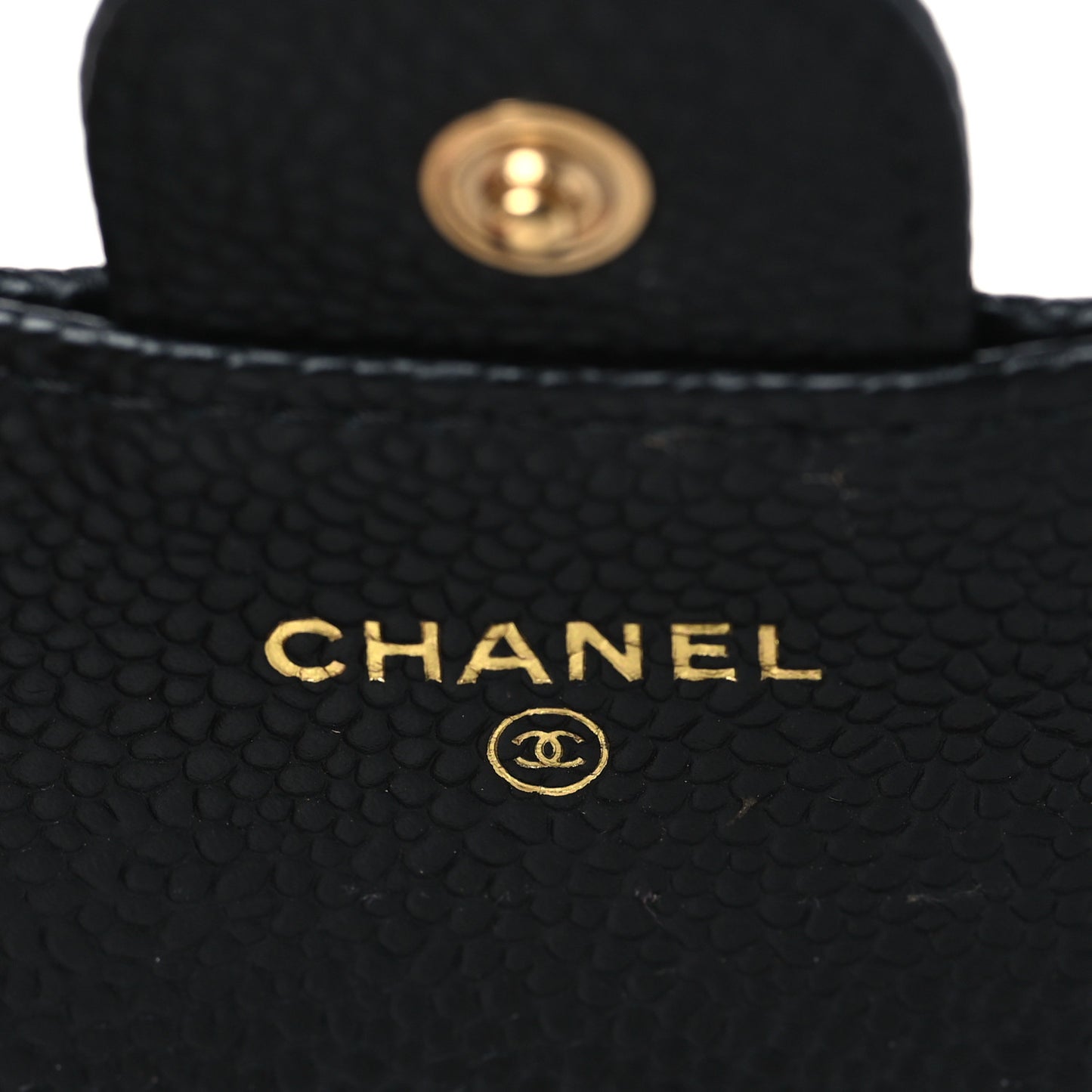 Caviar Quilted Flap Card Holder Wallet Black